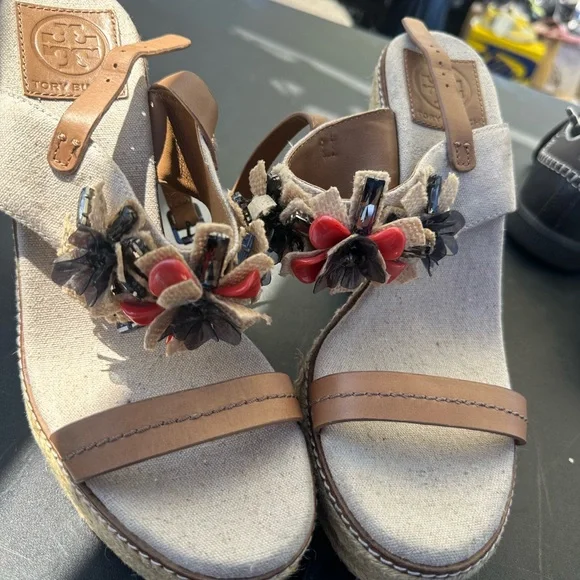 Tory Burch | Shoes | Tory Burch Cream And Brown Espadrilles  display picture 1
